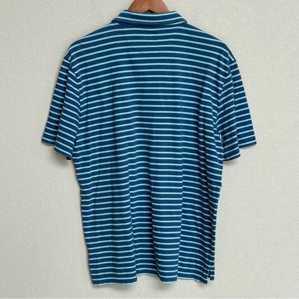 Faherty Blue and Light Blue Striped Polo